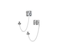 Conjunto de dos pendientes de cartílago con cadena y espiral celta irlandesa vikinga sol y trinidad trisquel, con perno para oreja perforada, 1 pieza de plata esterlina oxidada .925