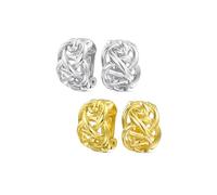 Conjunto de Dos Pendientes de Clip en Forma de Media Aro con Diseño Abierto de Nudo Celta de Amor entrelazado para Mujeres Sin Perforar Orejas Bañados en Plata y Oro