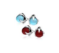 Conjunto de Dos Pendientes de Estilo Gótico Punk Rocker Biker Joyería Bola Roja Aqua Azul Translúcida Garra de Dragón Para Hombres Para Mujeres Tono Plateado Acero Inoxidable Negro Oxidado
