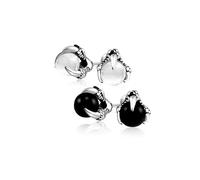Conjunto de Dos Pendientes de Estilo Gótico Punk Rocker Biker Joyería Bola Translúcida Negra Blanca Garra de Dragón Para Hombres Para Mujeres Tono Plateado Acero Inoxidable Negro Oxidado