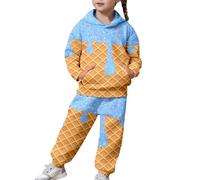 Conjunto de Dos Piezas con Capucha, Camiseta de Manga Larga y Pantalones Casuales con Estampado para niñas Grandes y jóvenes, Ajuste Suave y cómodo.
