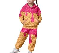 Conjunto de Dos Piezas con Capucha, Camiseta de Manga Larga y Pantalones Casuales con Estampado para niñas Grandes y jóvenes, Ajuste Suave y cómodo.