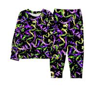 Conjunto de dos piezas con estampado de carnaval para niñas - Conjunto divertido de fiesta y vacaciones de camiseta y pantalones cortos, multicolor, 3-4 años