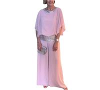 Conjunto de dos piezas de pantalones para invitados de boda para mujer, pantalones semiformales, para cóctel, boda, elegante conjunto de dos piezas, rosa, 3XL