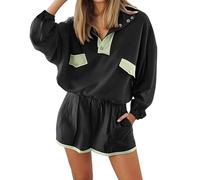 Conjunto de dos piezas de verano para mujer, blusa y pantalones cortos de muselina, esthetic, 2 piezas, elegante, de algodón, traje deportivo de gran tamaño, traje de manga larga, ropa de casa Y2K, Z2