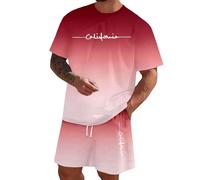 Conjunto de dos piezas informal de estilo urbano con estampado de letras en degradado de color veraniego y manga corta. Estilo que Nace de lo Simple