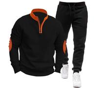 Conjunto de dos piezas para deportes al aire libre para hombre, conjunto completo de sudadera de manga larga con capucha, color sólido, conjuntos de moda con media cremallera, sudadera Henley con