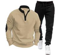 Conjunto de dos piezas para deportes al aire libre para hombre, conjunto completo de sudadera de manga larga con capucha, color sólido, conjuntos de moda con media cremallera, sudadera Henley con