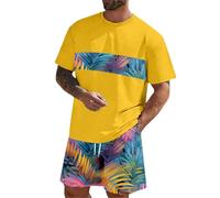 Conjunto de dos piezas para hombre: camiseta de manga corta y pantalón corto con estampado de costuras, estilo deportivo y playero, ideal para primavera/verano. Estilo que Nace de lo Simple