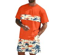 Conjunto de dos piezas para hombre: camiseta de manga corta y pantalón corto con estampado de costuras, estilo deportivo y playero, ideal para primavera/verano. Estilo que Nace de lo Simple