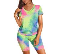 Conjunto de dos piezas para mujer, tallas grandes, elegante, casual, chándal coordinado de verano ligero, camiseta y pantalones cortos, gimnasio, cómodo, jogging, chándal, curvy, jogging, playa
