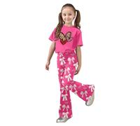 Conjunto de dos piezas para niña adecuado para San Valentín con top corto estampado de corazones y y pantalón estilo ligero y cómodo para primavera y verano Ligereza que se Agradece al Vestir