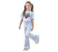 Conjunto de dos piezas para niña adecuado para San Valentín con top corto estampado de corazones y y pantalón estilo ligero y cómodo para primavera y verano Ligereza que se Agradece al Vestir