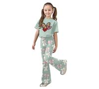 Conjunto de dos piezas para niña adecuado para San Valentín con top corto estampado de corazones y y pantalón estilo ligero y cómodo para primavera y verano Ligereza que se Agradece al Vestir