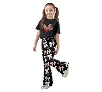 Conjunto de dos piezas para niña adecuado para San Valentín con top corto estampado de corazones y y pantalón estilo ligero y cómodo para primavera y verano Ligereza que se Agradece al Vestir