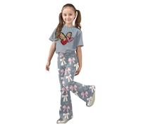 Conjunto de dos piezas para niña adecuado para San Valentín con top corto estampado de corazones y y pantalón estilo ligero y cómodo para primavera y verano Ligereza que se Agradece al Vestir