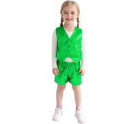 Conjunto de Dos Piezas para Niñas Vestido de con Top y Falda Elegante (Green, 13-14 Years)