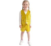 Conjunto de Dos Piezas para Niñas Vestido de con Top y Falda Elegante (Yellow, 3-4 Years)