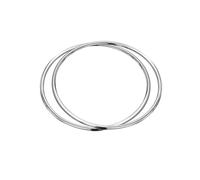 Bling Jewelry Conjunto de Dos Pulseras de Brazalete de Plata de Ley .925 Apilables Simples de 3MM con Borde Redondeado y Pulido Suave para Mujeres y Adolescentes