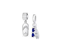 Conjunto de dos sandalias de playa tropical para luna de miel y gafas de sol azules divertidas para vacaciones, colgante de tabla de surf para mujer y adolescente con acento de CZ en plata esterlina