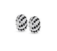 Conjunto de Dos Separadores de Cristal con Núcleo de Cuentas Rayadas en Blanco y Negro .925 Plata de Ley Compatible con Pulsera de Encanto Europea para Mujeres y Adolescentes
