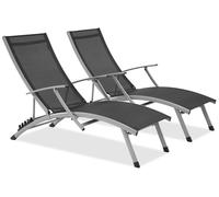 Conjunto de dos tumbonas de jardín antracita Salto Garden Point