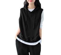 Conjunto de ducha con capucha sólida y moderna para mujer, sin mangas, con cordón, de gran tamaño, de nailon, para el otoño, leggings rojos de cintura alta, Le Noir, XXL