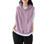 Conjunto de ducha con capucha sólida y moderna para mujer, sin mangas, con cordón, de gran tamaño, de nailon, para el otoño, leggings rojos de cintura alta, morado, XXL