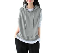 Conjunto de ducha con capucha sólida y moderna para mujer, sin mangas, con cordón, de gran tamaño, de nailon, para el otoño, leggings rojos de cintura alta, Luz de Ashy, L
