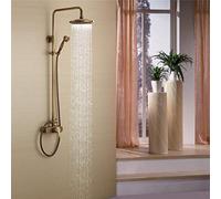 Conjunto de Ducha, Conjunto de Columna de Ducha, grifos de Ducha de Lluvia Vintage con válvula de cerámica de Dos manijas, grifos mezcladores de baño y Ducha Retro de Agua fría y c