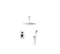 Conjunto de ducha empotrada a techo con rociador cuadrado y alcachofa de mano de acabado cromado Eresma Valaz - 25x25 cm