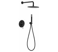 Conjunto de ducha empotrado negro mate con rociador redondo de laton Line Imex GPD038/NG