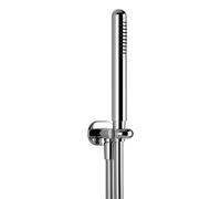 Conjunto de ducha Gessi Goccia, con codo de conexión a la pared 1/2 y soporte, manguera de 1,50 m y teleducha metálica anticalcárea, 33773124, Color: Negro metalizado GHRC