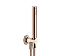 Conjunto de ducha Gessi Inciso, con codo de conexión a la pared 1/2 y soporte, manguera de 1,50 m y cabezal de ducha anticalcáreo, 58123030, Color: PVD de cobre