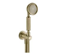 Conjunto de ducha Gessi Venti20 con codo de conexión mural, con soporte, flexo y teleducha, montaje mural, conexión 1/2, 65123727, Color: Latón cepillado PVD