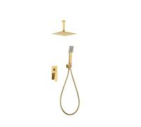 Conjunto de ducha monomando empotrado de 2 vías con acabado oro cepillado catania Pisa de Imex - Oro / Latón / Imex