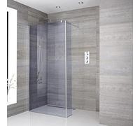 Conjunto de Ducha para Recoveco con Mampara de Obra de Cristal Ahumado 700mm - Portland-Luna