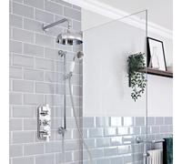 Conjunto de Ducha Retro Triple con Alcachofa de 150mm y Barra de Ducha Deslizante con Teleducha