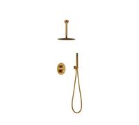 Conjunto de ducha termostática de pared con rociador de techo oro cepillado top Line de Imex