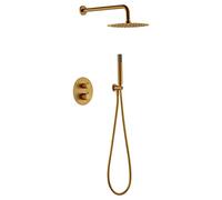 Conjunto de ducha termostática empotrado pared oro cepillado Line Imex GTD038/OC