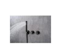 Conjunto de ducha termostático empotrado con rociador a pared o a techo acabado negro mate assen de Imex - Negro / Rociador a pared
