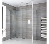 Conjunto de Ducha Walk-in Angular con Mampara de Obra de Esquina con Selección de Hojas de Vidrio y Sumideros - Sera