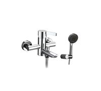 Conjunto de ducha y bañera con grifo monomando cromado teleducha redonda y instalación en pared de GME - Cromo / Latón / GME