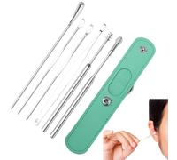 Conjunto De Eliminación De Tierras | Conjunto De Limpiadores De Oídos Profesionales 6 En 1 Con De Almacenamiento PU, Extracción De Para La Oreja, Herramientas De Limpiador De Orejas Para Ad