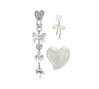 Conjunto de Encantos Lindos Que Incluye Tapón de Polvo, Soporte de Agarre en Forma de Corazón, Llaveros Brillantes con Gancho
