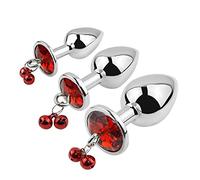 Conjunto de enchufe anal (S + M + L), tapón de metal BDSM estimulador de próstata Masturbador de vibrador anal con cristal y juguetes anal de campana de perlas, adecuado para hombres y parejas.,1