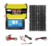 Conjunto De Energía Solar Portátil - Kit Completo De Energía Solar, 220V Inversor Corriente 4000W Con 2 Puertos USB, 30A Controlador Carga Solar, 18W Panel Solar Monocristalino, Pantalla LED