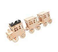 Conjunto de ensamblaje de proyecto de tren en, modelo eléctrico de madera con locomotora y vagones para trabajos artesanales, introducción a la física y exhibición Modelo de tren eléctrico