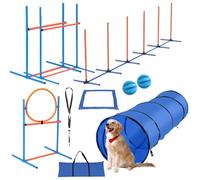 Conjunto de entrenamiento de agilidad para perros Incluye postes de tejido de túnel Obstáculos Altura ajustable Interior Obstáculo al aire libre Curso de ejercicio Equipo de patio trasero portátil Ent