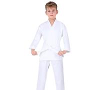 Conjunto de entrenamiento de karate completo para niños con cinturón y pantalones, Blanco, 13-14 años